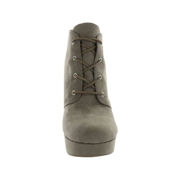 GBG Womens Gray 1" Platform Cushioned Almond Toe Wedge Lace-Up Dress Booties 9.5 - Picture 3 of 3